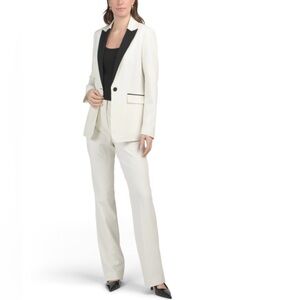 Le Suit Ivory/Black  Women's Pant Suit Set